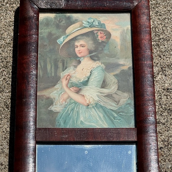 Antique Wall Mirror of Marie Antoinette in beautiful tiger's eye wooden frame - Picture 3 of 8